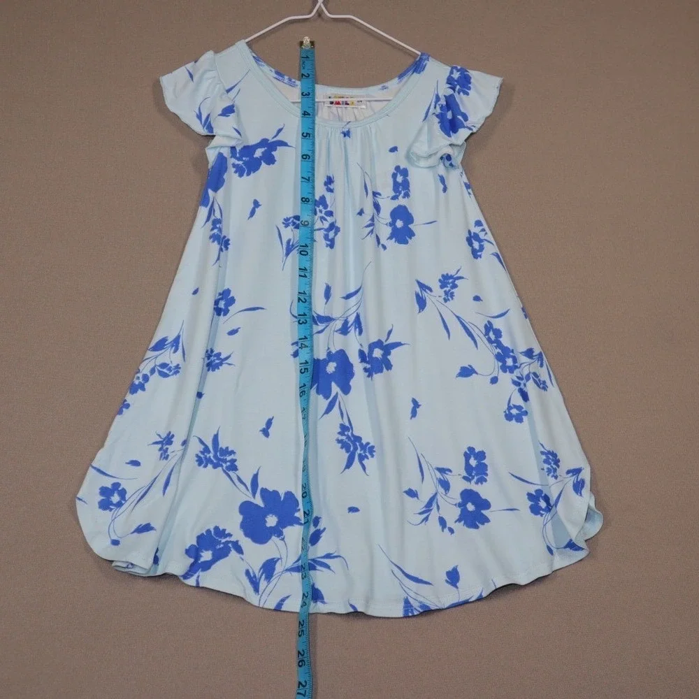 Dot Dot Smile Little Girls Swing Dress - Blue Flowers - Size 3/4‎